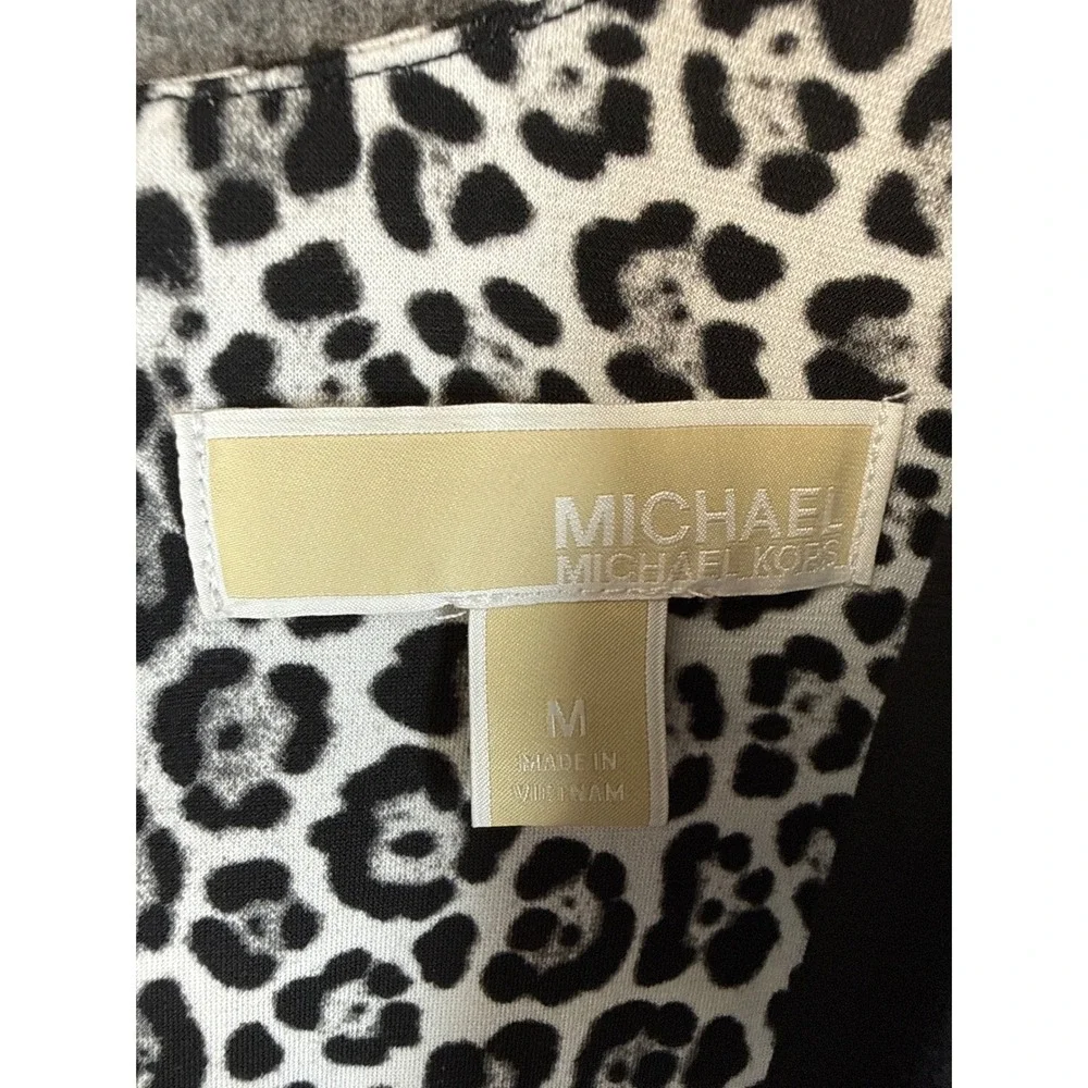 Michael Kors Leopard‎ Print Fit & Flare Dress V-Neck Size M Night Out Cocktails